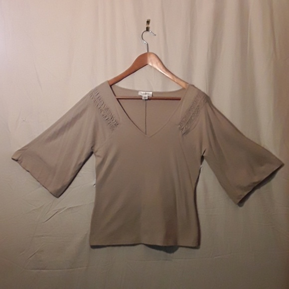 💕LOFT*FALL*Taupe V- Neck 3/4 Lenghth BELL Sleeve - Picture 6 of 6